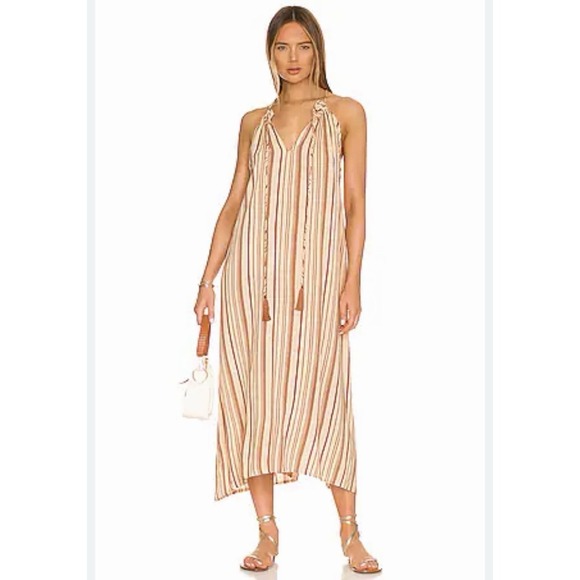 Natalie Martin Dresses & Skirts - Natalie Martin Marlien Striped Maxi Halter Dress Revolve Women's Size Medium